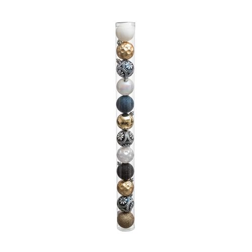 Déco De Sapin Lot De 12 Boules De Noël D 6 Cm - Bleu Et Or