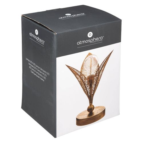 Lampe LED Feuille En Métal Doré 24.5 Cm