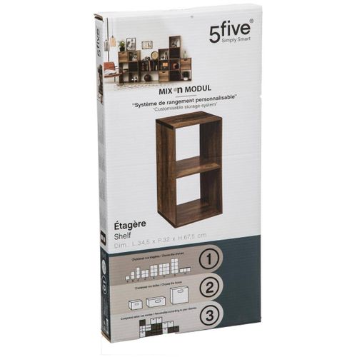 Etagère 2 Cases Mix - P. 34,5 Cm X H. 67,5 Cm - Marron