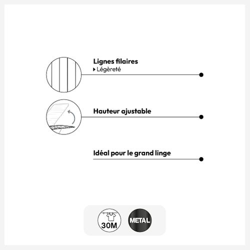 Étendoir à Linge Pliant Pont 30m Mojave