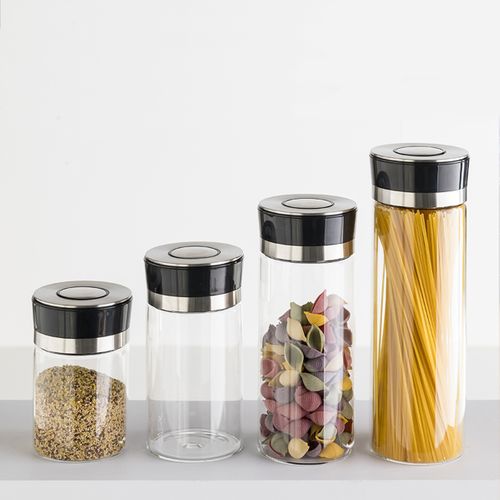 Bocal Verre Couvercle Push Inox 07l Pusheat