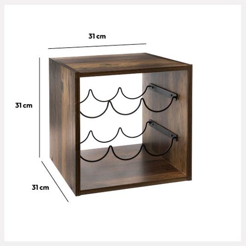 Range Bouteilles En Métal Noir Industriel Capacité 6 Bouteilles 31 X 31 X H 31 Cm