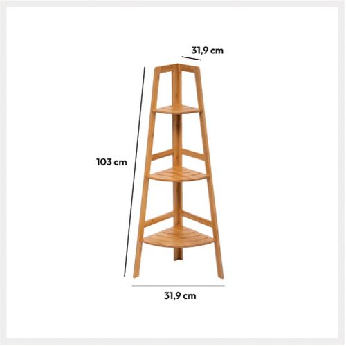 Étagère De Rangement D'angle 3 Niveaux En Bambou H 103 Cm