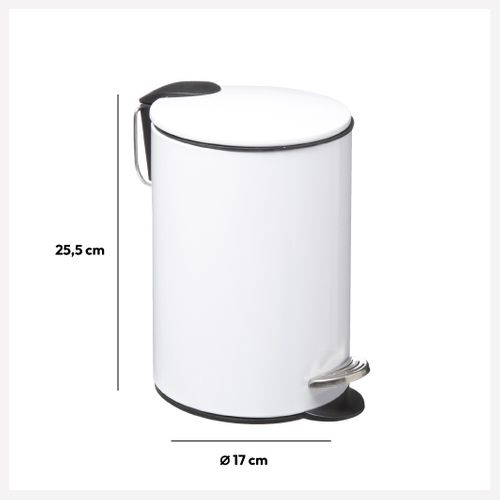 Poubelle De Salle De Bain En Métal Blanc Soft Close 3 L