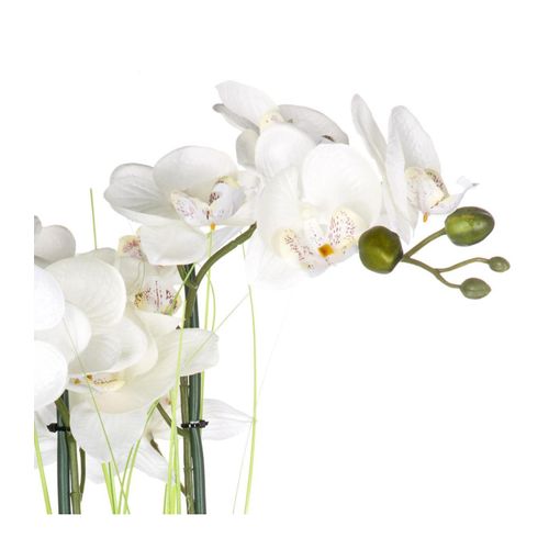 Plante Artificielle Orchidée Dans Un Pot En Céramique Argent H 53 Cm