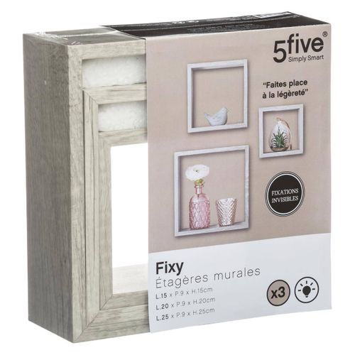 3 Etagères Murales Design Cube Fixy - Gris
