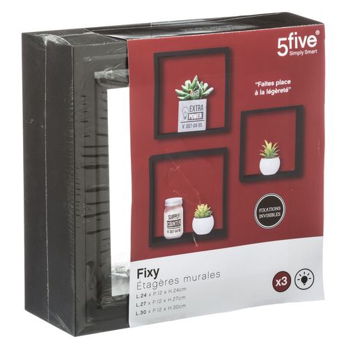 Lot De 3 Etagères Fixy Cub - Noir