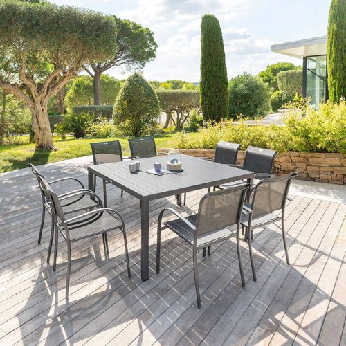 Table De Jardin Carrée En Aluminum Piazza - 8 Personnes - Gris Graphite