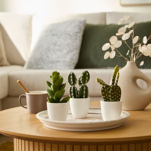 Succulente / Cactus H. 18 cm  Vert