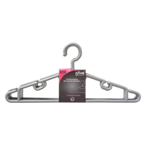 Lot De 10 Cintres En Pvc Gris
