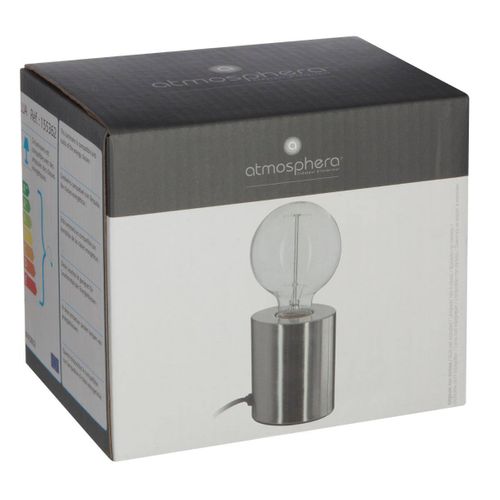 Lampe Socle En Métal Argent H 10.5 Cm