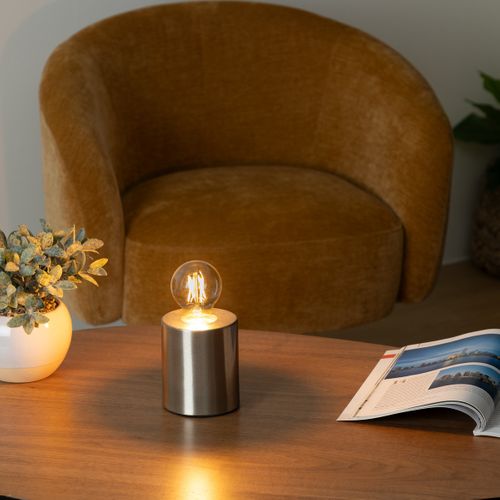 Lampe Socle En Métal Argent H 10.5 Cm