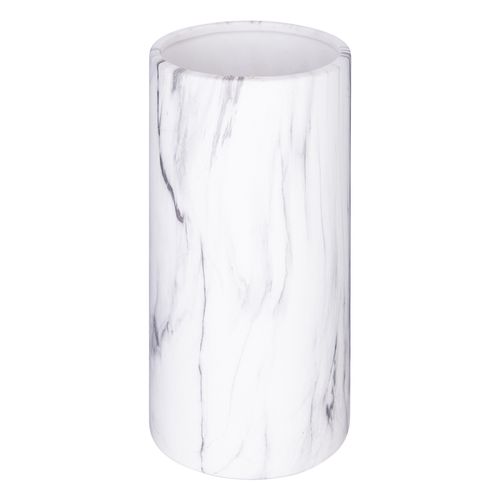 Vase cylindrique H. 20 cm SAO Céramique aspect marbre blanc