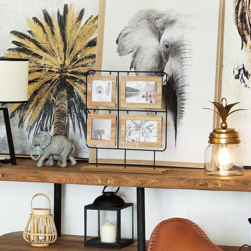 Cadre Pêle-mêle Multivues à Poser 4 Photos En Bois Et Métal 36 X 42 Cm