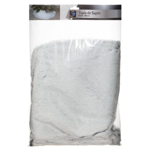 Déco De Noël Tapis Pour Pied De Sapin En Fourrure Grise D 90 Cm