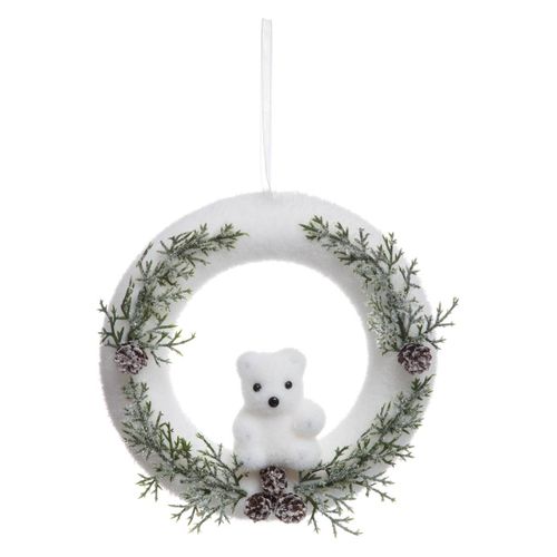 Couronne De Noël Effet Givré Et Décorée D 22 Cm