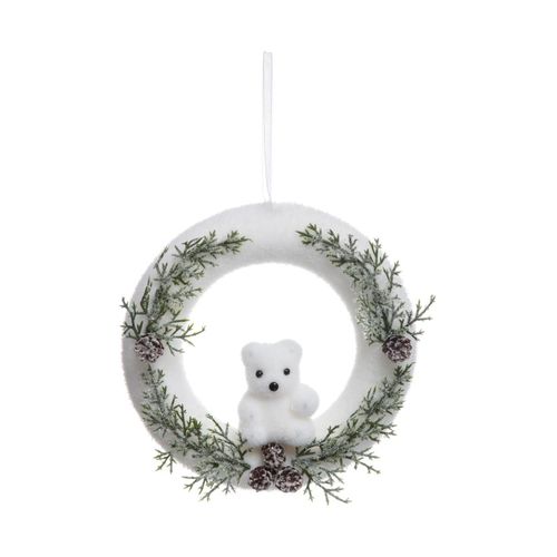 Couronne De Noël Effet Givré Et Décorée D 22 Cm