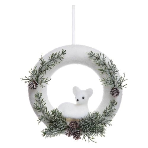 Couronne De Noël Effet Givré Et Décorée D 22 Cm