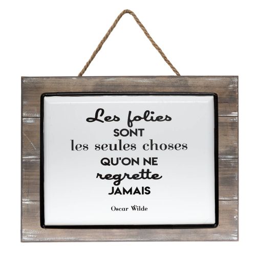 Plaque Décorative En Bois Et Métal Céramique Avec Citation 40 X 30 Cm