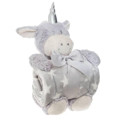 Plaid Enfant Et Sa Peluche Licorne 75 X 100 Cm