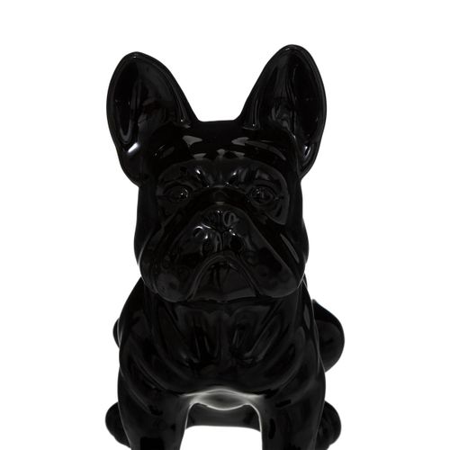 Objet Décoratif Bulldog En Céramique Noir H 22 Cm