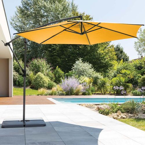 Parasol Décentré Rond Manoa Jaune Moutarde Hespéride