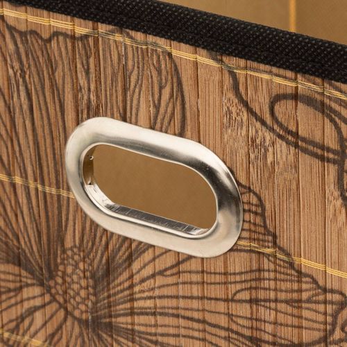 Boîte De Rangement Bambou Naturel Motif Noir 31 X 31 Cm