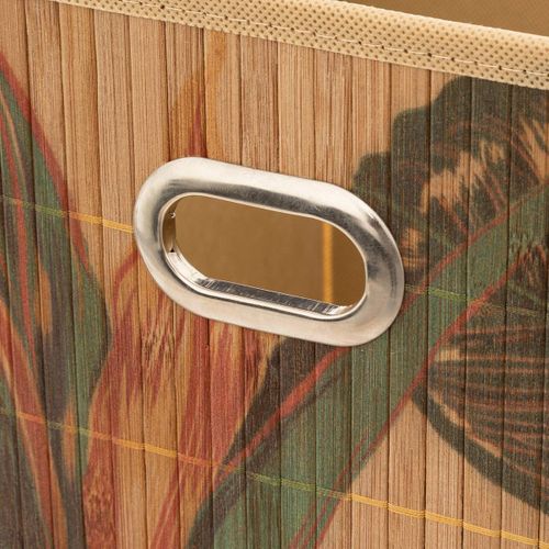 Boîte De Rangement Bambou Naturel Motif Coloré 31 X 31 Cm
