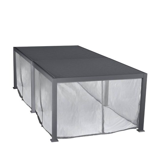 Kit De Rideaux Et De Rails Pour Tonnelle Evora Grand Modèle (6 Doubles Rails, 6 Rideaux Et 6