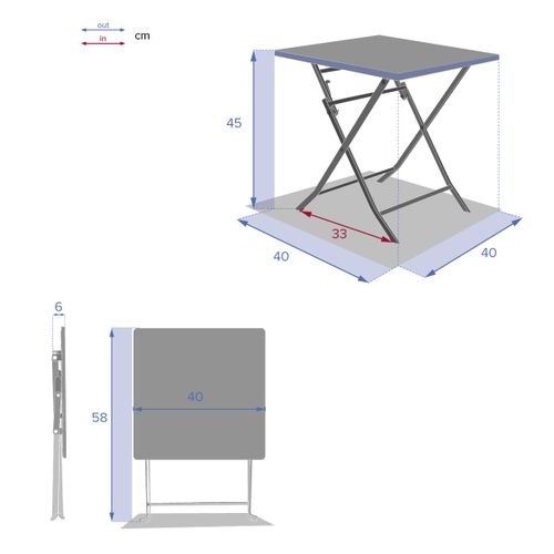 Table D'appoint Pliante 40x40 Greensboro Quartz Hespéride