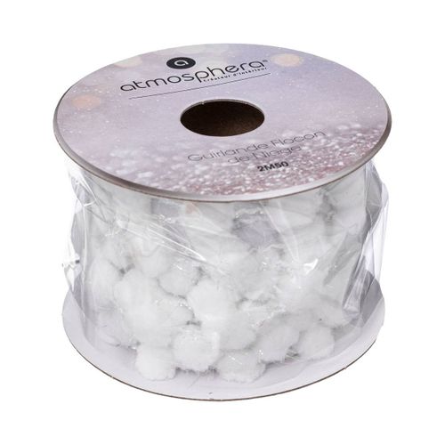 Guirlande De Noël Mini Boules Flocon De Neige Rouleau De 2m50 Sous Son Blanc Manteau