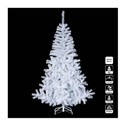 Sapin De Noël Artificiel Blanc 2 Tons H 180 Cm
