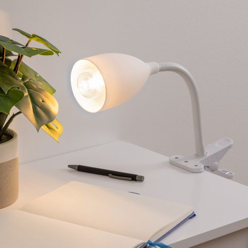 Lampe Pince En Silicone Et Métal Blanc