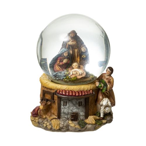 Crèche De Noël Boule à Neige Jésus Marie Joseph H 18 Cm