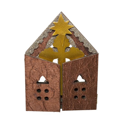 Crèche De Noël En Bois Avec 11 Santons