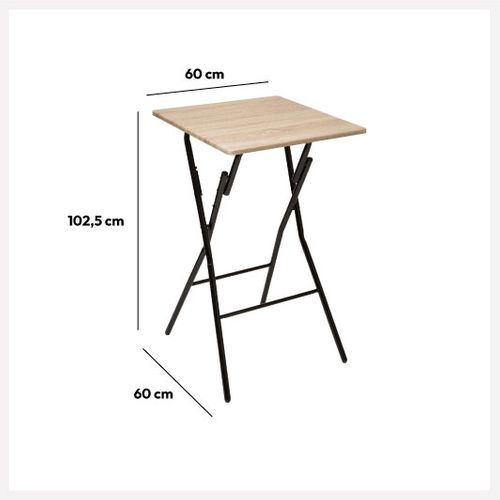 Table de bar pliante 2P 60x60 - Naturel / Noir