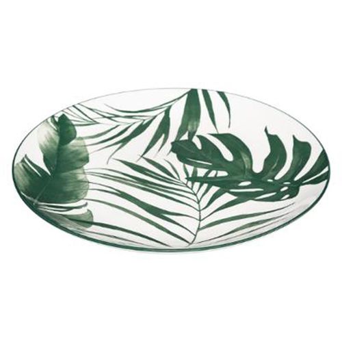 Assiette plate Ø. 26 cm PALME Vert / Blanc