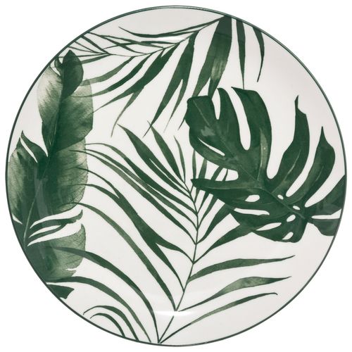 Assiette plate Ø. 26 cm PALME Vert / Blanc