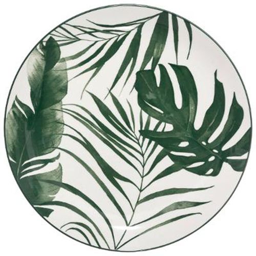 Assiette plate Ø. 26 cm PALME Vert / Blanc