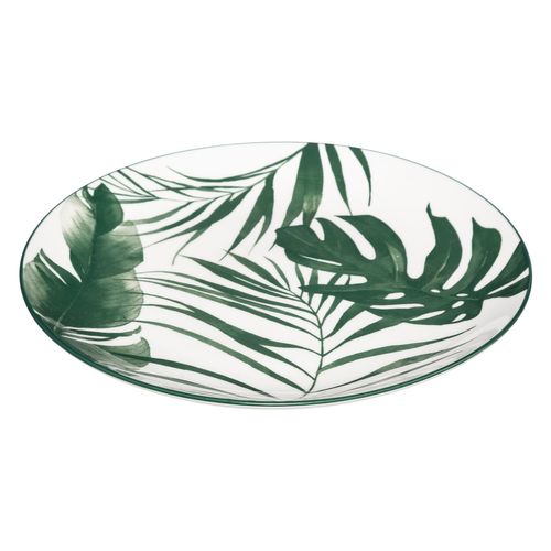 Assiette plate Ø. 26 cm PALME Vert / Blanc