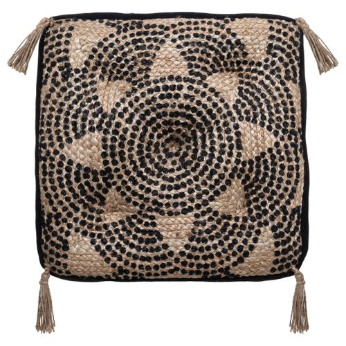 Coussin De Sol En Jute Et Coton Mandala Avec Pompons 38 X 38 Cm