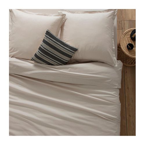 Drap Housse 2 Personnes En Coton Beige Lin 140 X 190 Cm