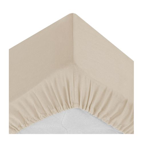 Drap Housse 2 Personnes En Coton Beige Lin 140 X 190 Cm