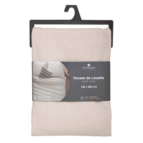 Housse De Couette 1 Personne En Coton Beige Lin 140 X 200 Cm