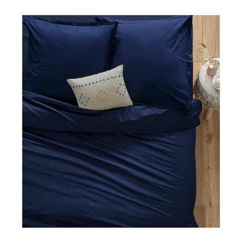 Housse De Couette 1 Personne En Coton Bleu Encre 140 X 200 Cm