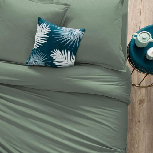 Housse De Couette 1 Personne En Coton Vert Céladon 140 X 200 Cm