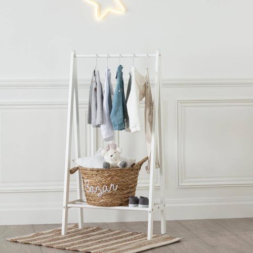 Mini Penderie Enfant Portant En Bois Blanc H 115 Cm
