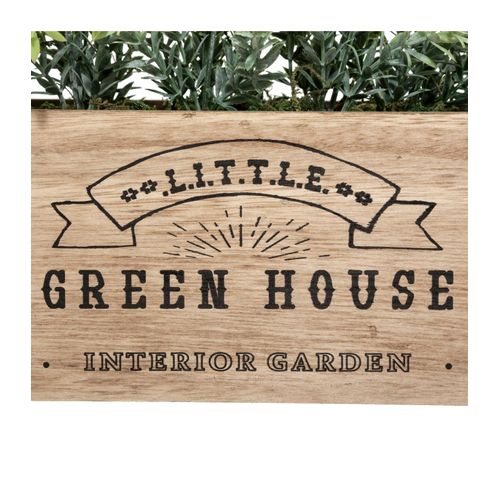 Plante Verte Artificielle Jardinière En Bois L 35 Cm
