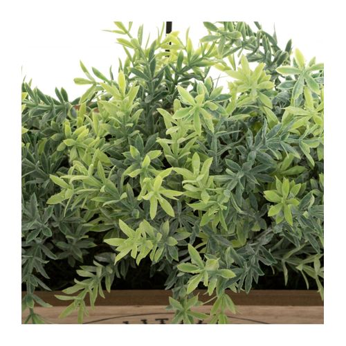 Plante Verte Artificielle Jardinière En Bois L 35 Cm