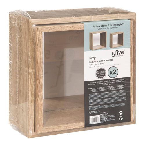 Set De 2 Étagères Murales Cube Avec Miroir